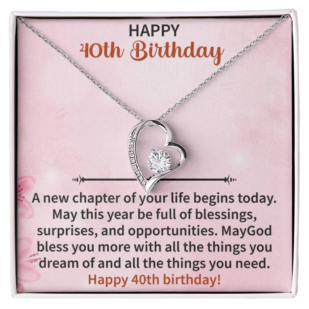 Happy 40th Birthday Forever Love Necklace - Beauty Belliss